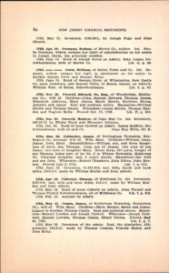 James Stelle Cubberley Will, New Jersey, Published Archives Series, First Series; John L. Murphy Publishing Company; New Jersey State Archives Description Collection Title: Volume XXXII, Abstracts of Wills, 1751-1760